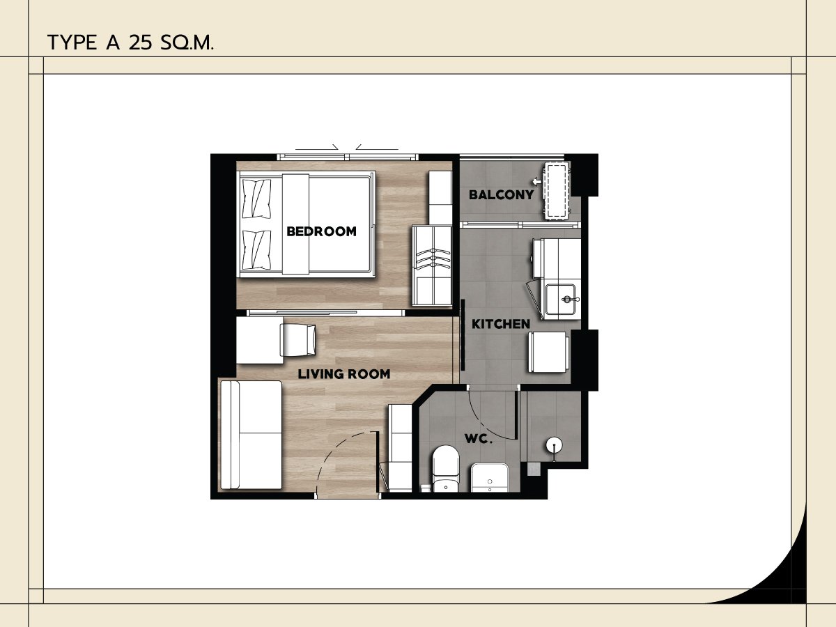 Unit Type A : 25 SQ.M.